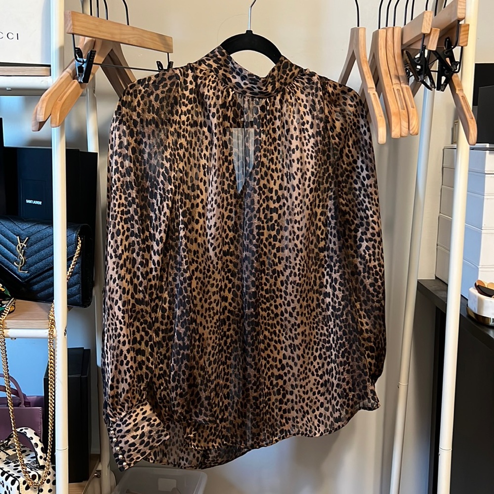 H&M Wide Cut Blouse in Leopard Print (NWT) Size and 14
